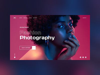 Photography Portfolio - Concept web design agency beauty colors design face fashion full page gallery hero image home page landing page navigation neon photography portfolio typography web web app web design woman