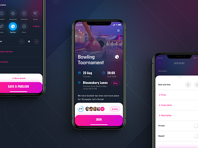 InGame, Sport events - Create event design details page event flat design form gradients graphic design input ios mobile app navigation shadows sketch social sport user inteface ux design wizard