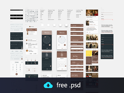 Material Design UI Kit freebie android calendar feed form freebies gallery graphic design map material design mobile app navigation photoshop profile reading tabs ui kit user interface