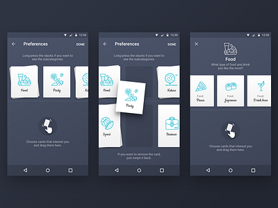 Preferences Android App Concept android concept design food graphic design icon design illustration interaction design material design mobile app settings sketch user interface ux design wizard