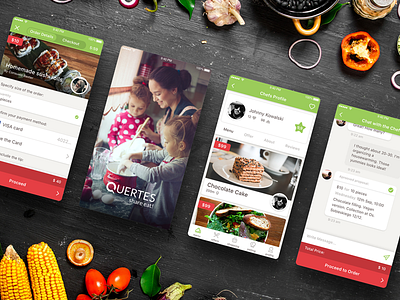 Quertes iOS chat ecommerce feed food form graphic design ios material design mobile app profile sketch splash screen tabs user interface ux design wizard