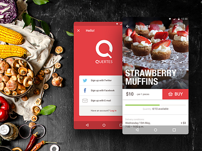 Quertes Android android ecommerce food graphic design material design mobile app profile restaurant sign in sign up sketch user interface ux design