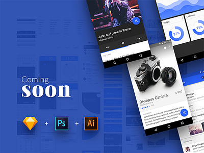 Material Design UI Kit - Huge update coming soon! android chart freebies graphic design illustrator material design mobile app photoshop product sketch ui kit user interface