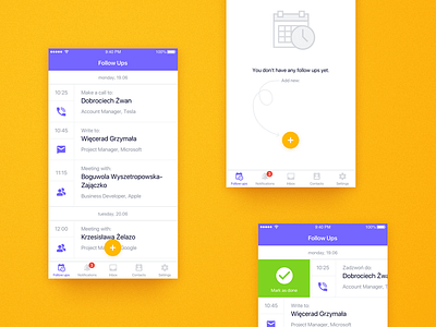 FollowUp iOS - concept app business calendar concept design events feed flat design graphic design ios light mobile app sketch tabs user interface ux design