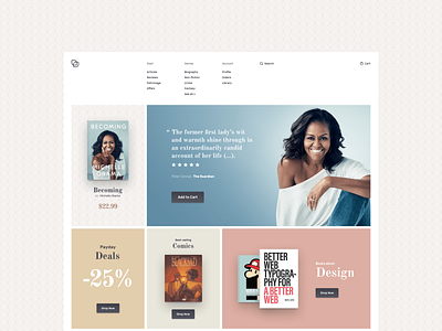 Bookstore Home Page - concept design colorful concept design ecommerce flat design menu metro design product responsive web design sketch web design website