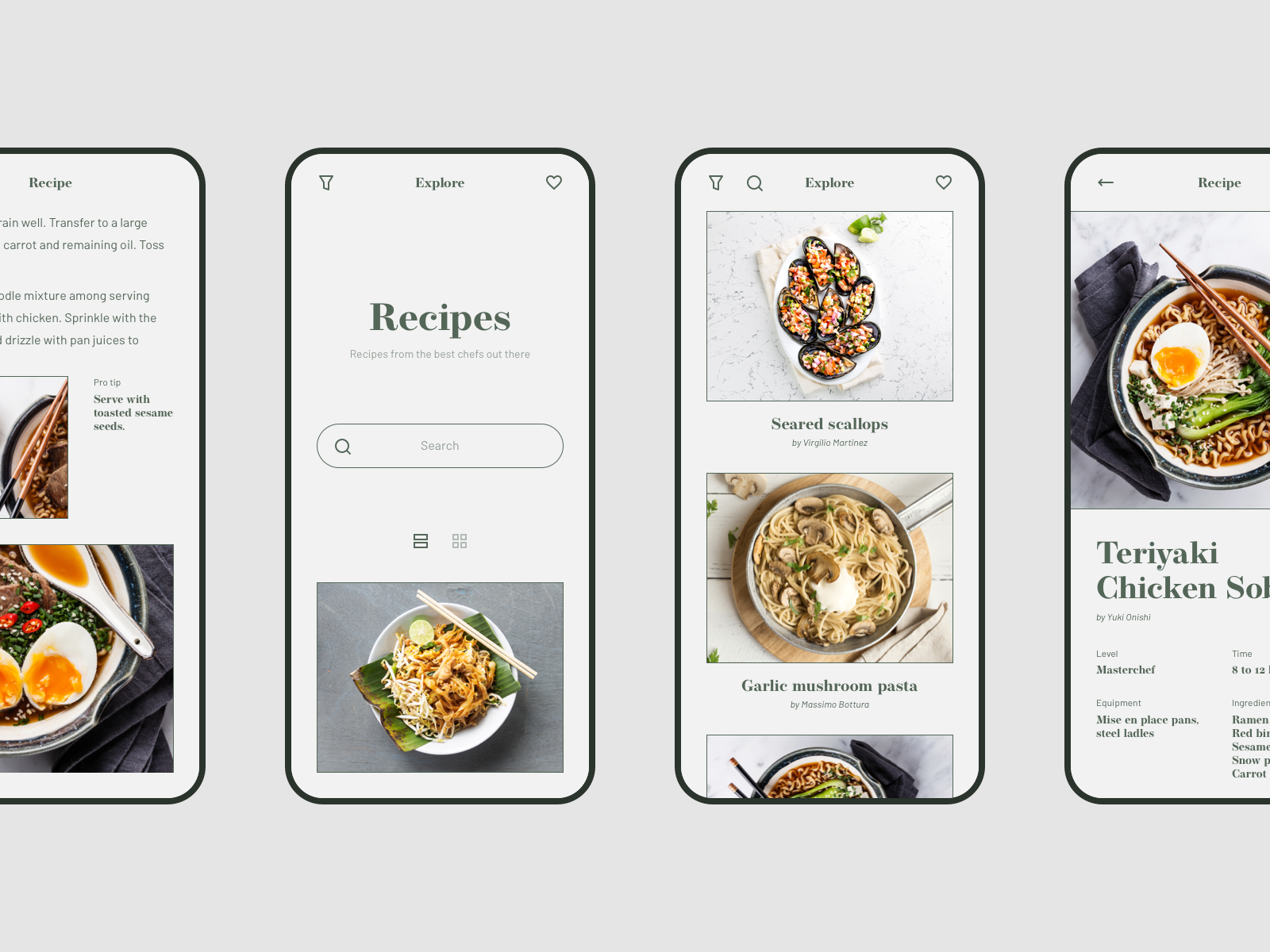 Recipes - concept iOS app by Jakub Kośla for Merixstudio on Dribbble