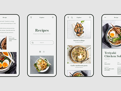 Recipes - concept iOS app concept design feed flat design graphic design ios minimal mobile app reading sketch user interface ux design