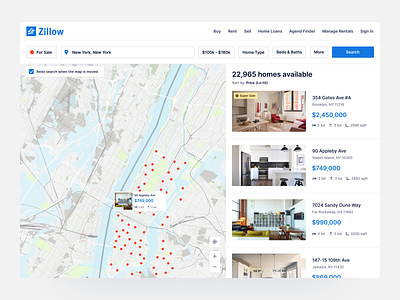 Zillow redesign - 4/100 database house real estate agency real estate agent realestate redesign redesign concept simple design ui user experience user inteface ux web redesign webdesign zillow