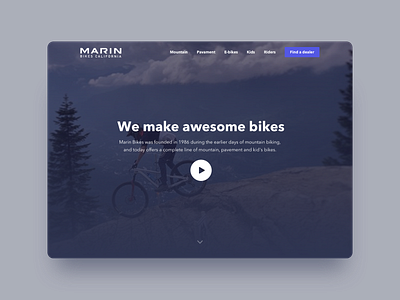 Marin Bikes - hero concept app concept bike marine sketchapp ui ui ux uidesign user experience user inteface ux website website design