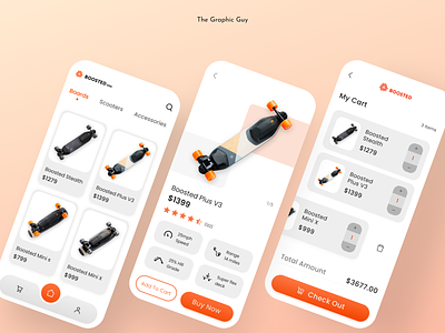 Boosted Board E-Commerce App UI design ecommerce ecommerce app ecommerce design ui uidesign uiux user experience userinterface ux uxdesign