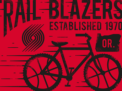 Blazers Graphic basketball bike blazers hipster illustration nba portland trail typography