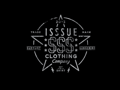 Isssue apparel black clothing design distressed isssue russell pritchard shirt tee texture typography white