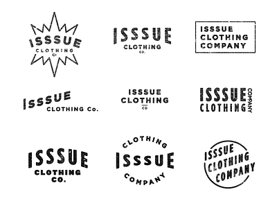 Isssue Mini Logos black clothing company isssue letters lockup logo mark old retro russell russell pritchard type typography vintage white