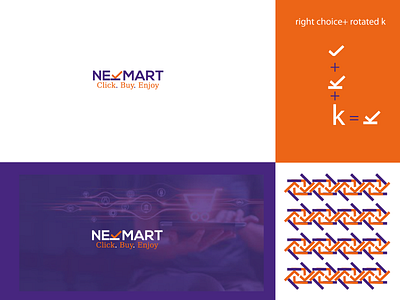 Nek Mart Modern E-Commerce logo Branding 3d abcdefghjikl animation branding buy creative design flat graphic design icon logo minimal mnopqrstuvwxyz shopping vector