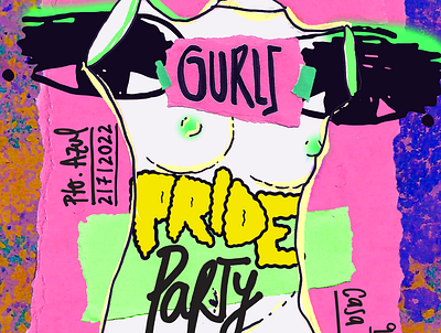 Gurls Pride Party collage graphic design illustration pride queer