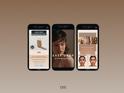 Fenty Eaze Drop beauty app design ecommerce fenty rihanna ui