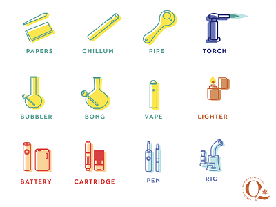 Cannabis Tools Icon Set cannabis design icons illustration