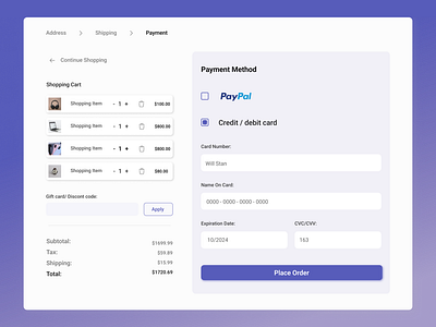 Credit card checkout - Daily UI #002