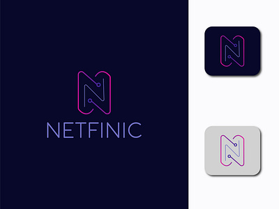 N Letter Mark  Modern NETFINIC Logo Design
