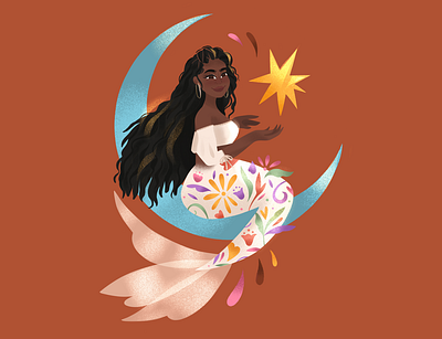 Moon Girl character design design editorial illustration interface mermaids mermay moon