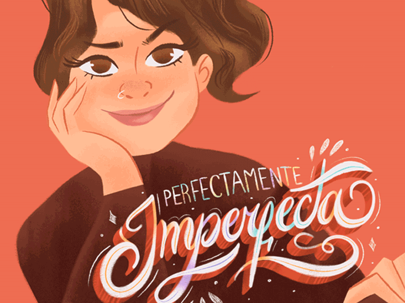 Perfectly Imperfect book cover editorial feminism gif girl power graphic design illustration interface lettering
