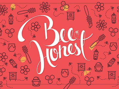Bee Honest Logo bee calligraphy flower hive honey lettering logo word mark
