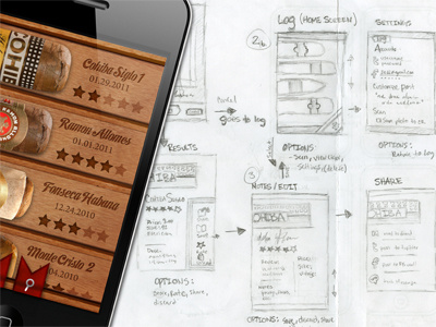 From Sketches to Design app cigar interface ios iphone mobile ui ux