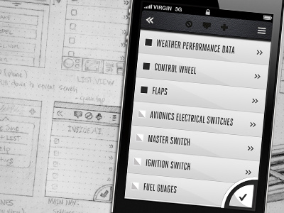 Pregame sketches app checklist interface ios iphone ui ux