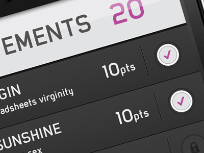 Achievements achievements app data interface ios iphone mobile points scoreboard ui