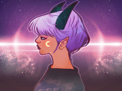 Mystical Space Girl 2d art characterdesign illustraion photoshop