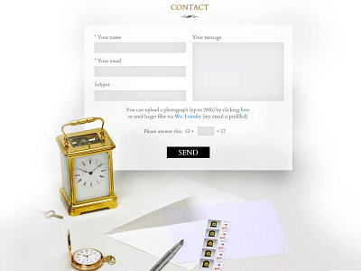 Contact page draft for a clock maker