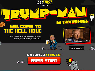 Trumpman in BrussHell game pacman pixelart rat trump