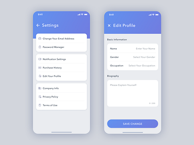 Daily UI Challenge #007 Settings design ui