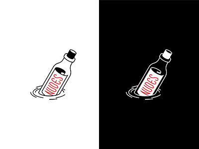 Send nudes 7robots black and white icon illustration line art message in a bottle minimal vector