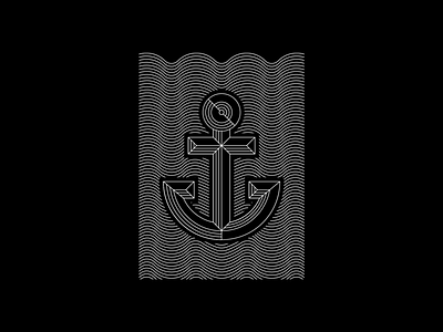 Nautical is so hot right now 7robots anchor black and white illustration lineart nautical poster print vector water