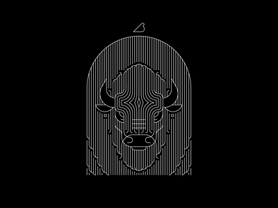 Bearded bull 7robots bison blank and white bull geometric illustration lineart minimal poster print vector