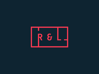 R & L property development construction dark development floorplan l logo minimal property r red