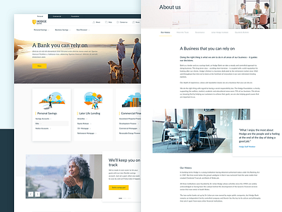 Hodge Bank - Home & About pages 7robots about page bank design finance homepage landing product ui ux web website