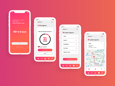 Trd Eye alarm alert app design flat reports safety ui ux