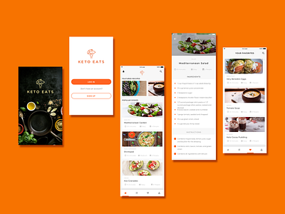 Keto Eats app branding design flat foodies healthy healthy app keto keto recipes ketogenic logo recipe ui ux