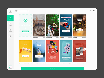 mish guru - story composer - designed in late 2018 app design desktop ui ux web