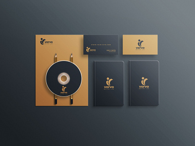 Black & Golden color premium stationery mockup set 3d branding cd design dvd evelope graphic design logo mockup notebook pencil vector