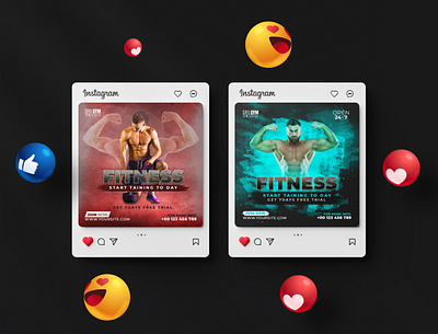 Gym Fitness Social media post Design square poster