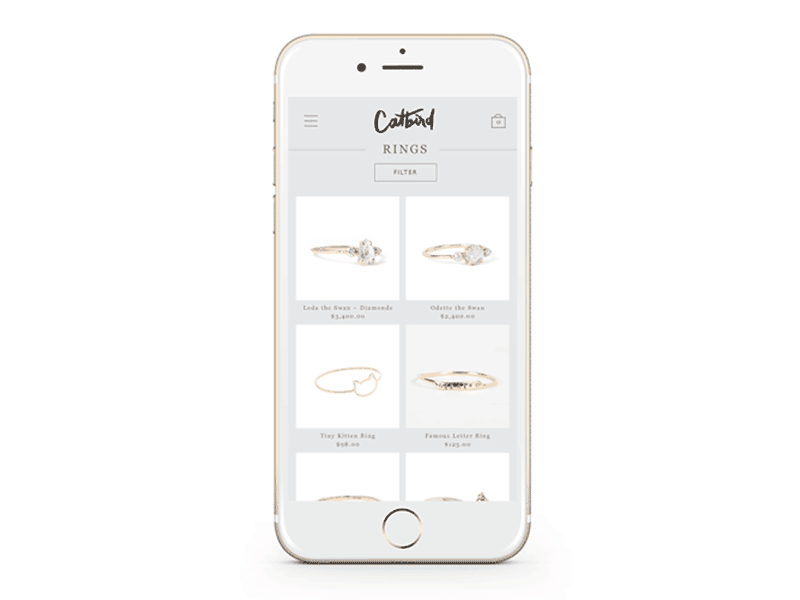 Catbird Mobile design ecommerce interactive mobile uxui web