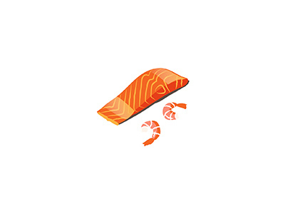 Seafood 2d fish flat food illo illustration illustrator japanese minimal salmon seafood shrimp vector