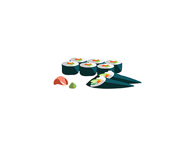 Sushi 2d cuisine flat food handroll illo illustration illustrator japanese minimal sushi vector