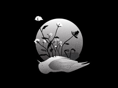 Death bird black and white death floral flowers grain illo illustration illustrator memento mori vector