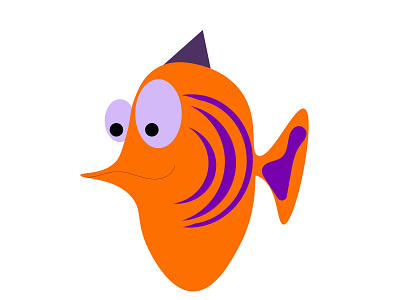 funny yellow fish aquarium cartoon character colorful design fish flat illustration minimal object vector