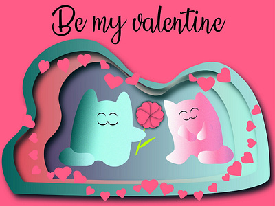 Happy cat couple St. Valentine's Day greetings card