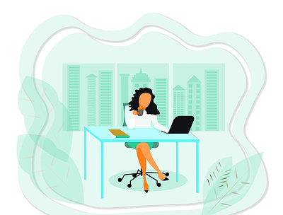 Stylish businesswoman drinking coffee in an office business businesswoman green jobs laptop money office office work office worker skyscrapers style success urban urban life workfromhome workspace